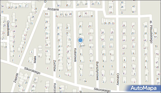 Wyszków, Kolorowa, 10, mapa Wyszków