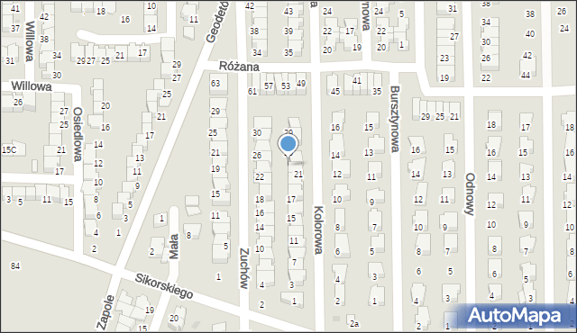 Wyszków, Kolorowa, 23, mapa Wyszków