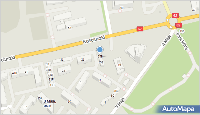 Wyszków, Kościuszki Tadeusza, gen., 25C, mapa Wyszków