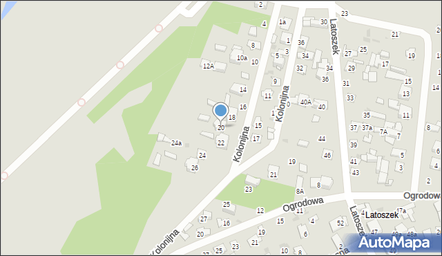 Wyszków, Kolonijna, 20, mapa Wyszków