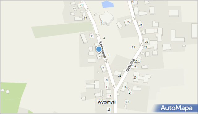 Wytomyśl, Kościelna, 7, mapa Wytomyśl