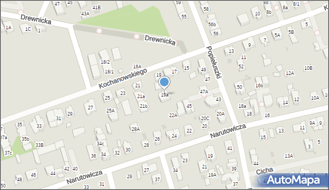 Ząbki, Kochanowskiego Jana, 19a, mapa Ząbki