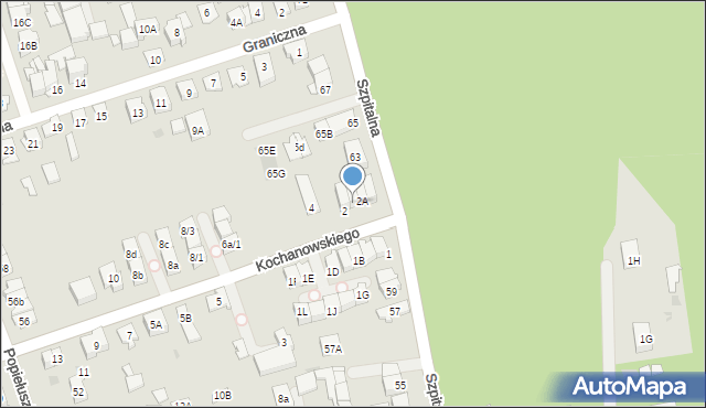 Ząbki, Kochanowskiego Jana, 2B, mapa Ząbki