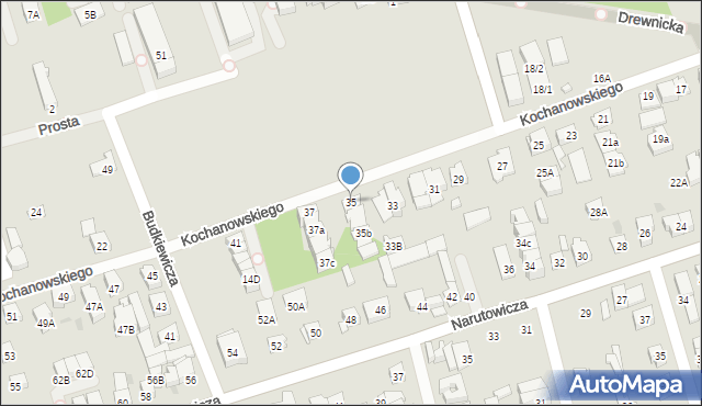 Ząbki, Kochanowskiego Jana, 35, mapa Ząbki