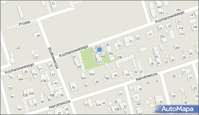 Ząbki, Kochanowskiego Jana, 37b, mapa Ząbki