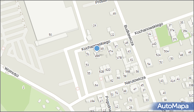 Ząbki, Kochanowskiego Jana, 49A, mapa Ząbki