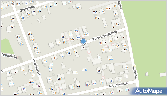 Ząbki, Kochanowskiego Jana, 5, mapa Ząbki