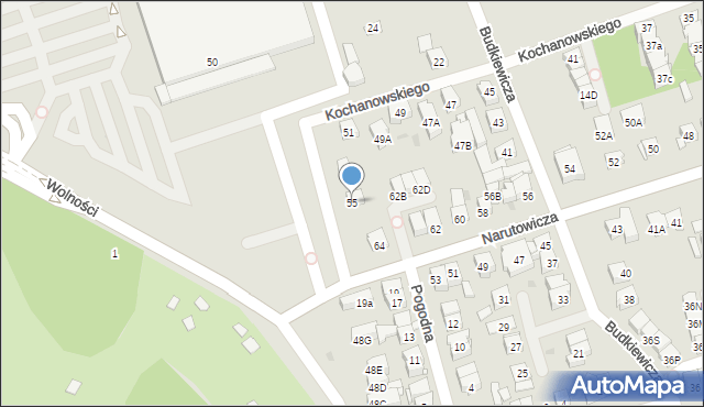 Ząbki, Kochanowskiego Jana, 55, mapa Ząbki