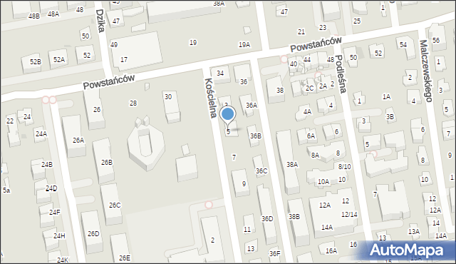 Ząbki, Kościelna, 5, mapa Ząbki