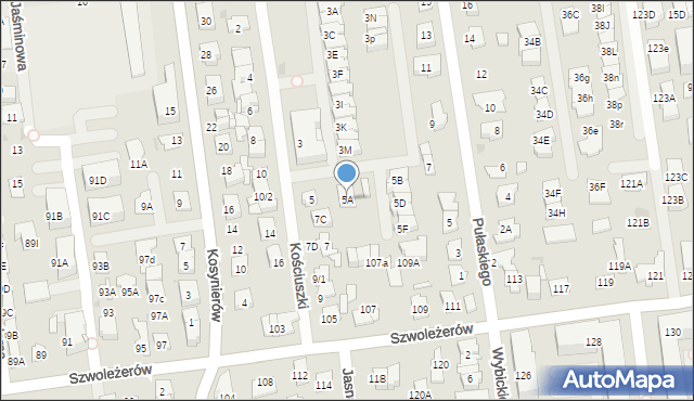 Ząbki, Kościuszki Tadeusza, gen., 5A, mapa Ząbki