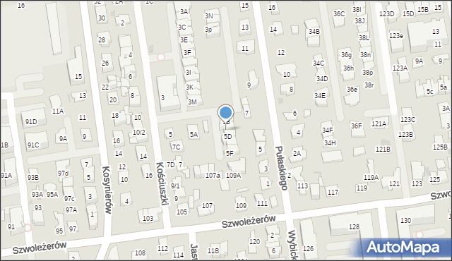 Ząbki, Kościuszki Tadeusza, gen., 5C, mapa Ząbki