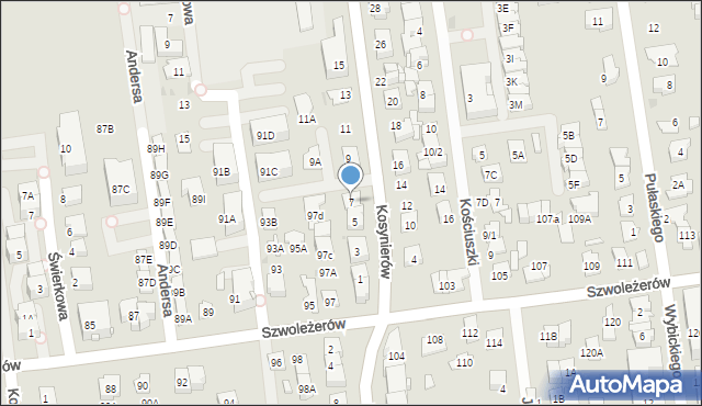 Ząbki, Kosynierów, 7, mapa Ząbki