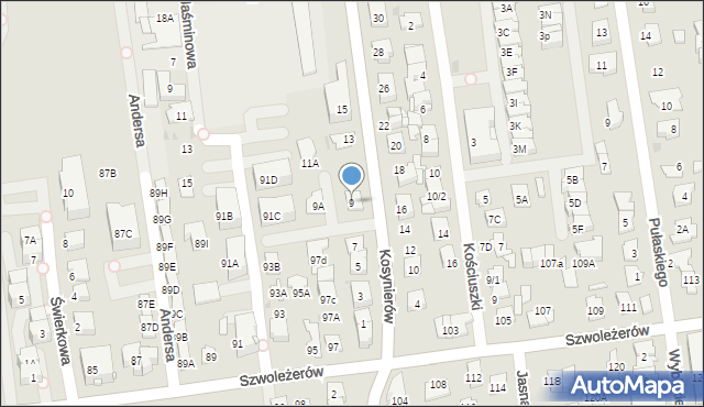 Ząbki, Kosynierów, 9, mapa Ząbki