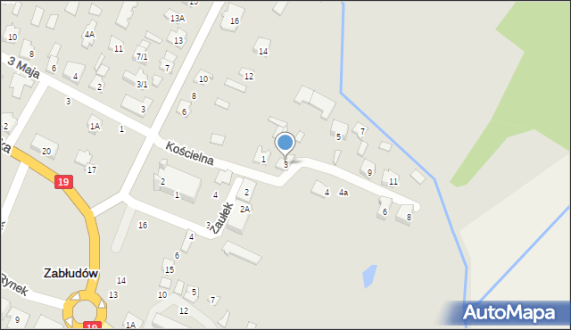Zabłudów, Kościelna, 3, mapa Zabłudów