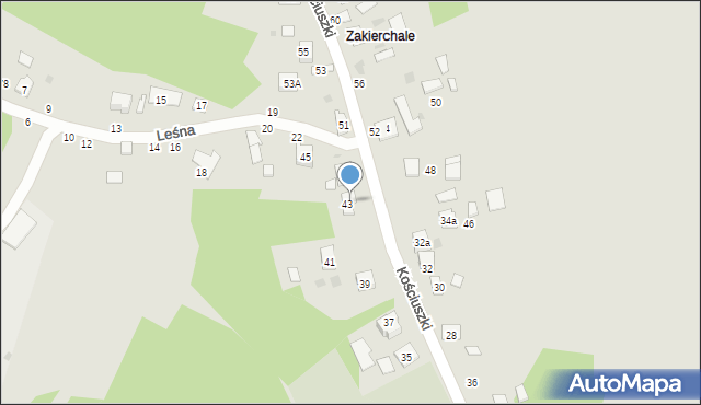 Żabno, Kościuszki Tadeusza, gen., 43A, mapa Żabno