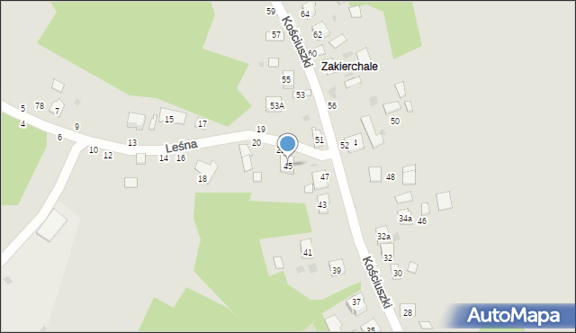 Żabno, Kościuszki Tadeusza, gen., 45, mapa Żabno