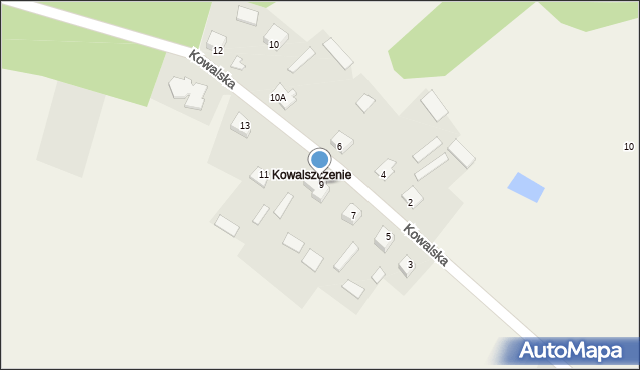 Zabrodzie, Kowalska, 9, mapa Zabrodzie