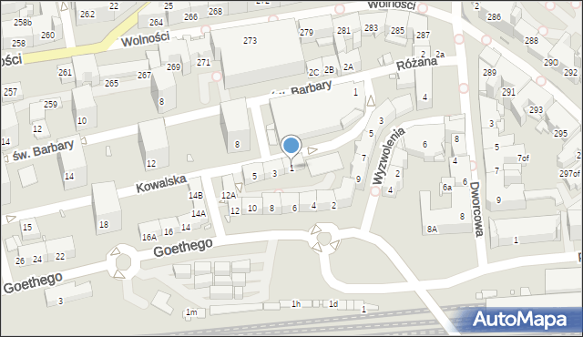 Zabrze, Kowalska, 1, mapa Zabrza