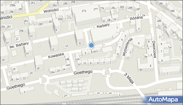 Zabrze, Kowalska, 3, mapa Zabrza