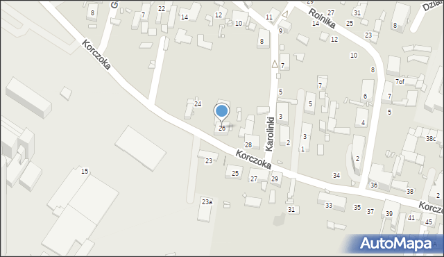 Zabrze, Korczoka Antoniego, ks. dr., 26, mapa Zabrza