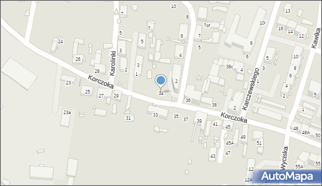 Zabrze, Korczoka Antoniego, ks. dr., 34, mapa Zabrza