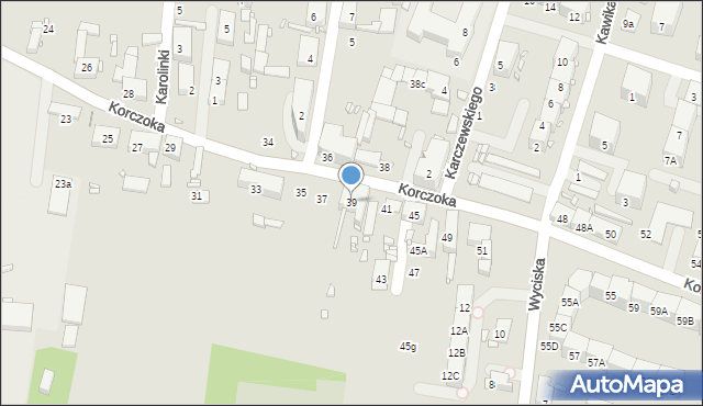 Zabrze, Korczoka Antoniego, ks. dr., 39, mapa Zabrza