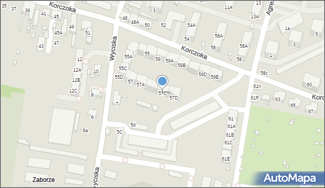 Zabrze, Korczoka Antoniego, ks. dr., 57C, mapa Zabrza