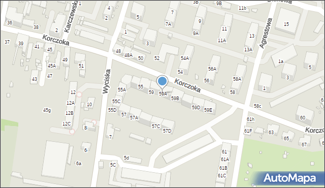 Zabrze, Korczoka Antoniego, ks. dr., 59A, mapa Zabrza