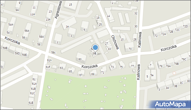 Zabrze, Korczoka Antoniego, ks. dr., 68, mapa Zabrza