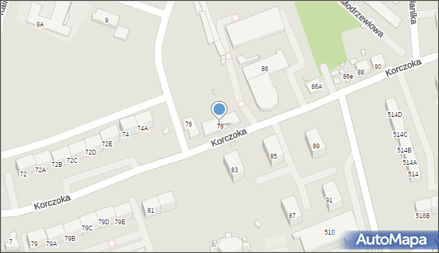 Zabrze, Korczoka Antoniego, ks. dr., 78, mapa Zabrza