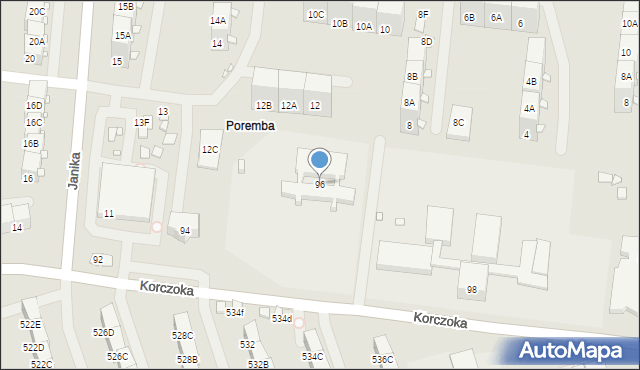 Zabrze, Korczoka Antoniego, ks. dr., 96, mapa Zabrza