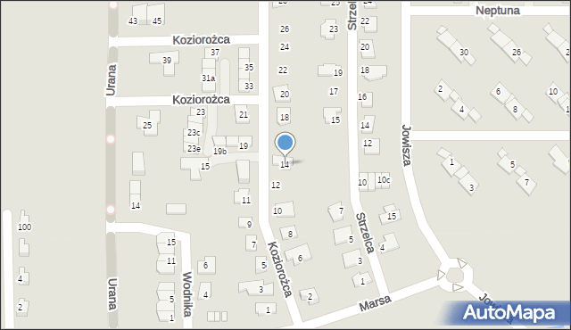 Zabrze, Koziorożca, 14, mapa Zabrza