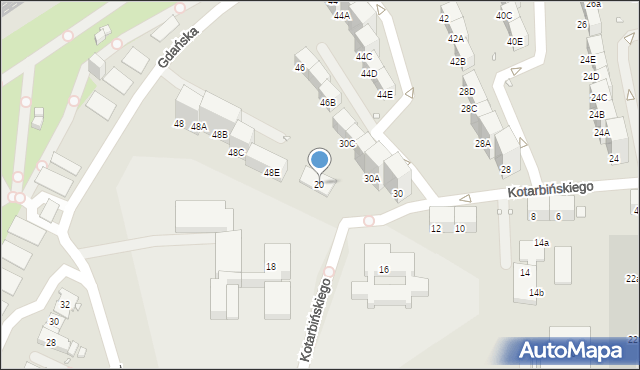 Zabrze, Kotarbińskiego Tadeusza, prof., 20, mapa Zabrza