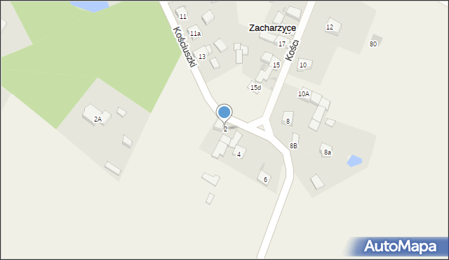 Zacharzyce, Kościuszki Tadeusza, gen., 2, mapa Zacharzyce