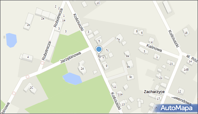 Zacharzyce, Kościuszki Tadeusza, gen., 7D, mapa Zacharzyce