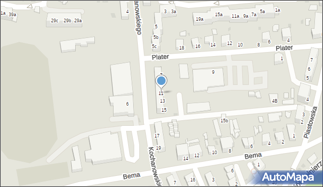 Żagań, Kochanowskiego Jana, 11, mapa Żagań