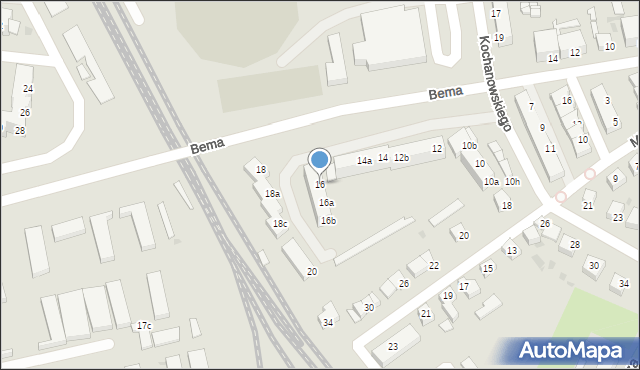 Żagań, Kochanowskiego Jana, 16, mapa Żagań