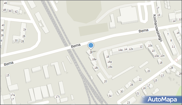 Żagań, Kochanowskiego Jana, 18, mapa Żagań