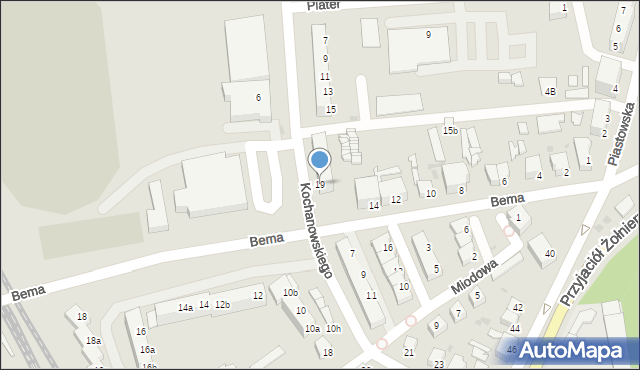 Żagań, Kochanowskiego Jana, 19, mapa Żagań