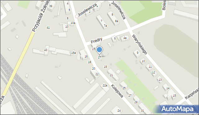 Żagań, Kolejowa, 17, mapa Żagań