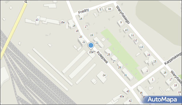 Żagań, Kolejowa, 22a, mapa Żagań