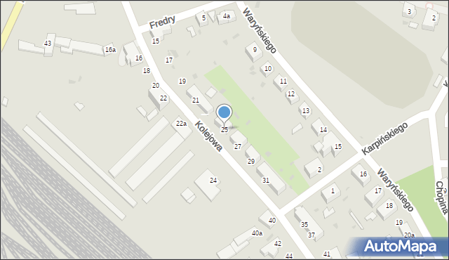 Żagań, Kolejowa, 25, mapa Żagań