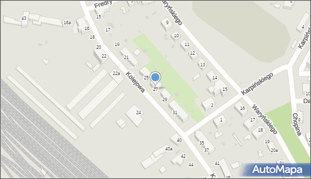 Żagań, Kolejowa, 27, mapa Żagań