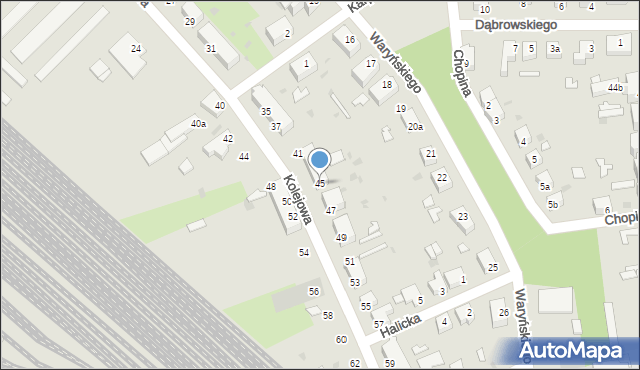 Żagań, Kolejowa, 45, mapa Żagań