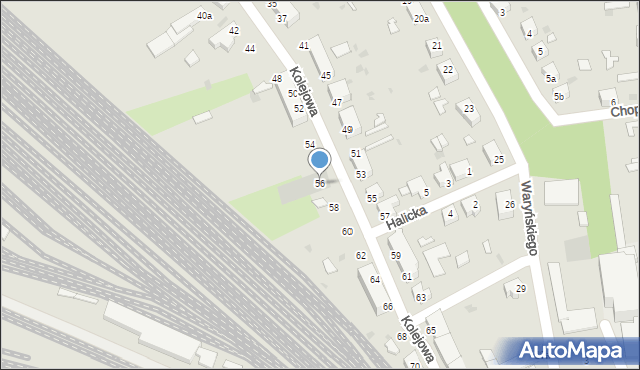 Żagań, Kolejowa, 56, mapa Żagań