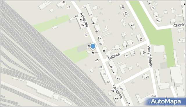 Żagań, Kolejowa, 58, mapa Żagań