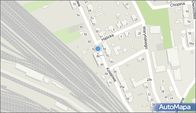 Żagań, Kolejowa, 64, mapa Żagań