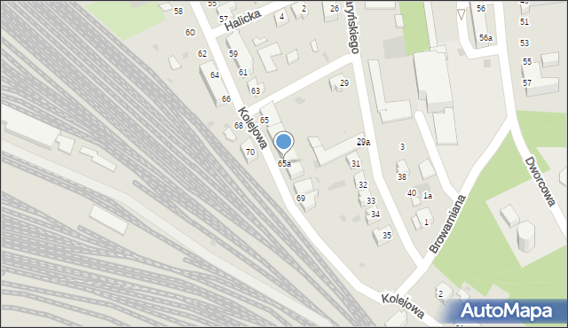 Żagań, Kolejowa, 65a, mapa Żagań