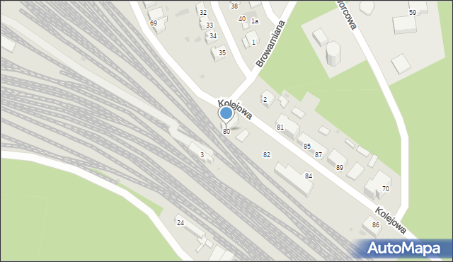 Żagań, Kolejowa, 80, mapa Żagań