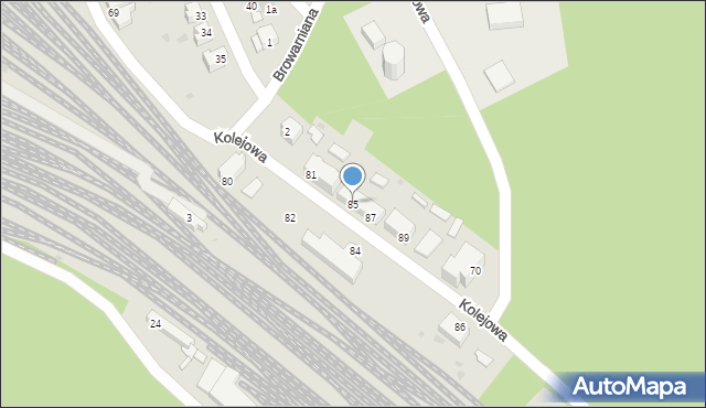 Żagań, Kolejowa, 85, mapa Żagań